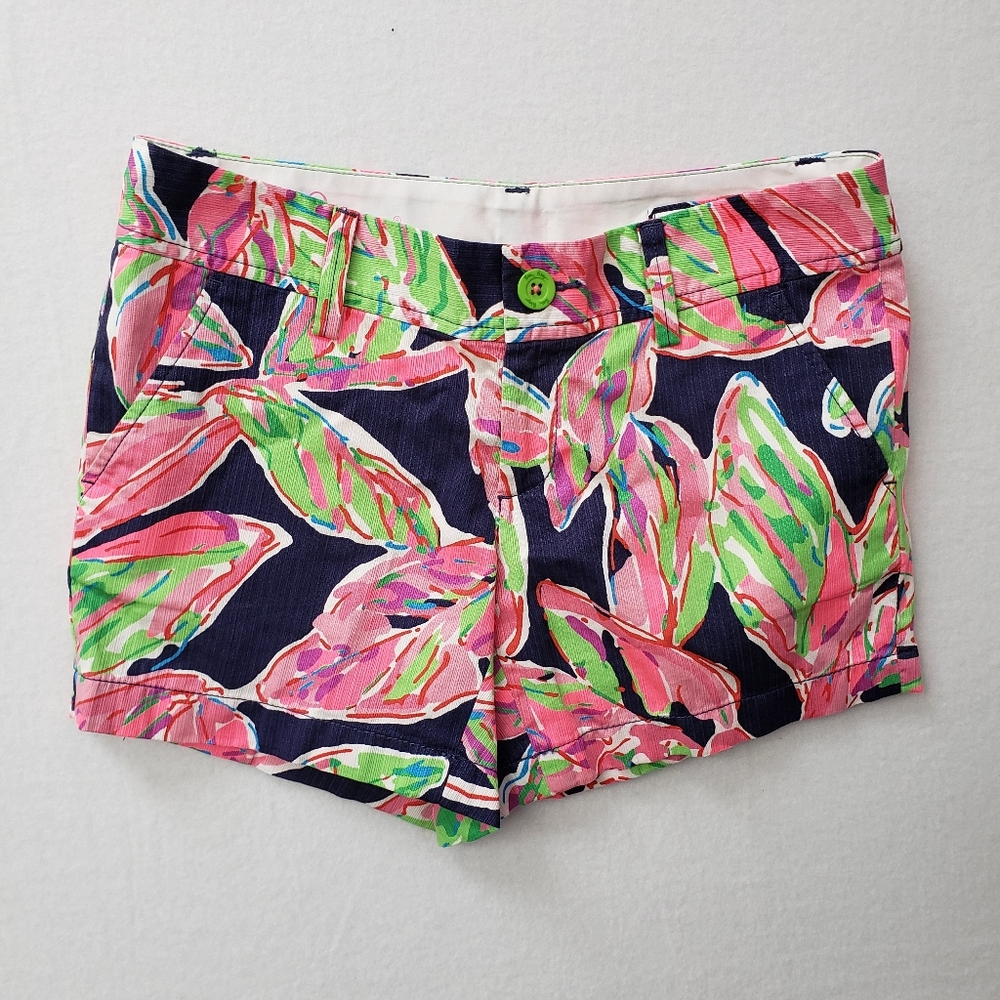 Lilly Pulitzer sz 2 The Callahan Shorts Pink Blue Preppy Beach Vacation Cotton
